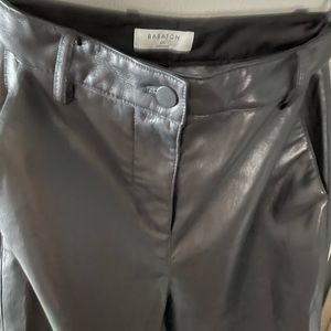 Babaton faux soft leather cropped wide legged pant